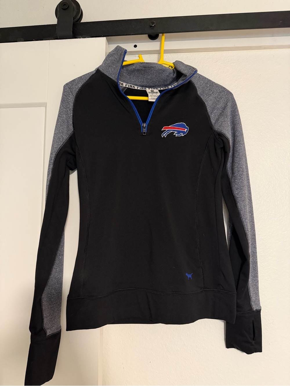 Victoria's Secret Black & Gray Buffalo Bills Quarter-Zip Pullover